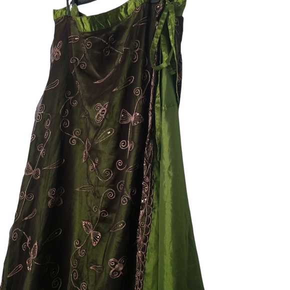 Vintage Green Wrap Maxi Skirt Size Medium - Picture 2 of 7